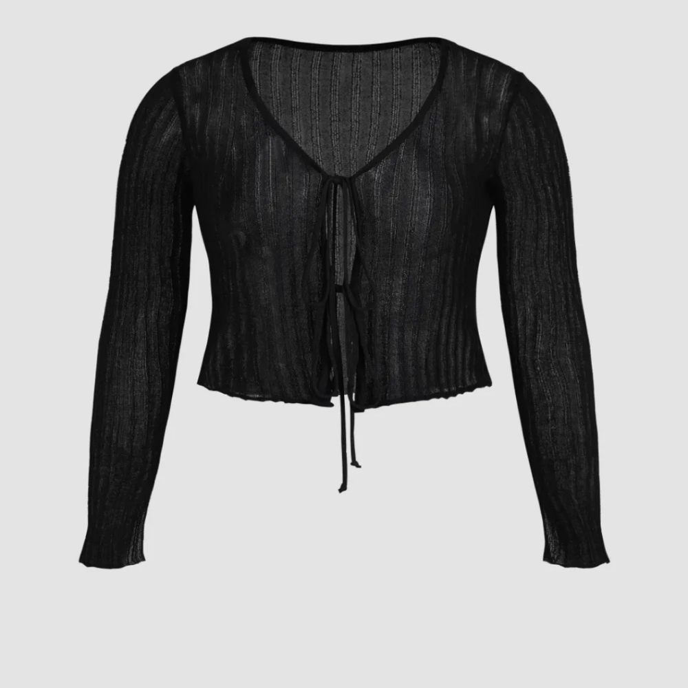 Cropped knit plus sweater